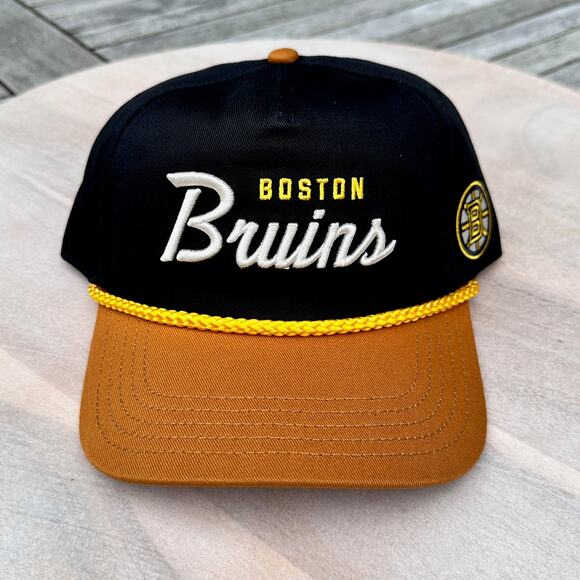 Boston Bruins Mens American Needle Black Gold Roscoe Washed Twill Adjustable Hat - Picture 1 of 13